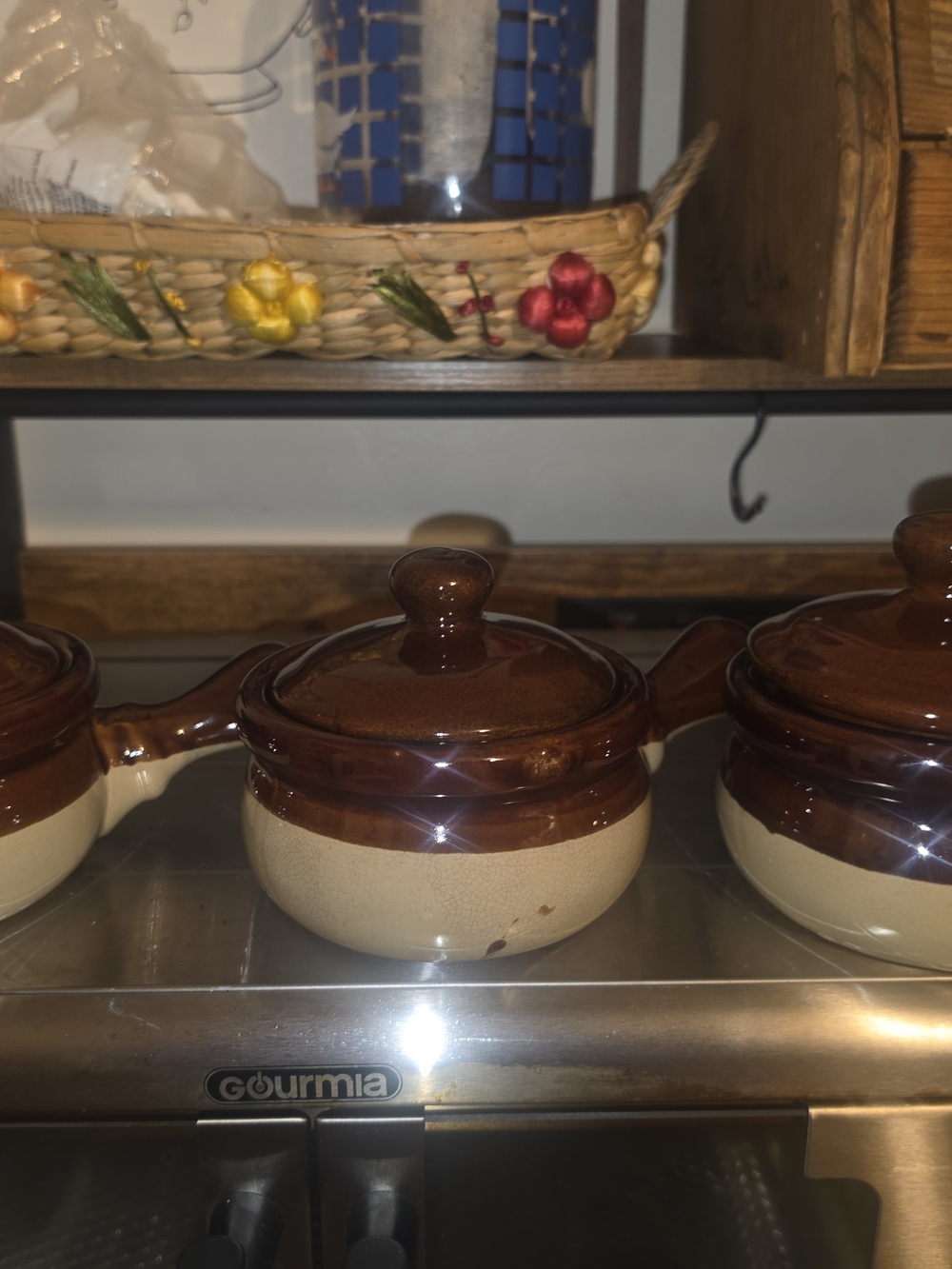 Brown and Cream Ceramic Sauce Pot with Lid